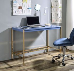 ACME OF00022 Midriaks - Writing Desk - Navy Blue & Gold Finish