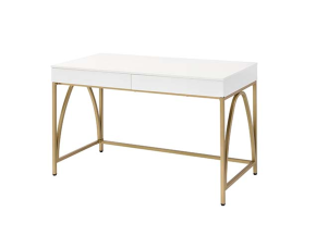 ACME AC00900 Lightmane - Vanity Desk - White High Gloss & Gold Finish