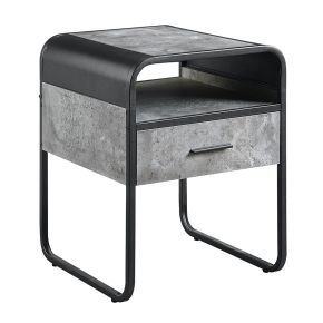 ACME LV01147 ACME LV01147 Raziela - 22" End Table - Concrete Gray & Black