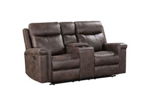New Classic U1798-25-MCH Quade - Console Loveseat With Dual Recliners - Mocha