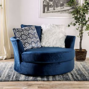 Furniture of America SM5175-CH Waldport - Swivel Chair - Navy