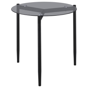 CoasterEveryday 710167 Rosalie - Round Smoked Glass Top End Table - Sandy Black