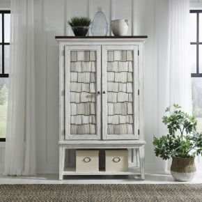 Liberty Furniture 237-AC5078 River Place - Bar Cabinet - Riverstone White & Tobacco