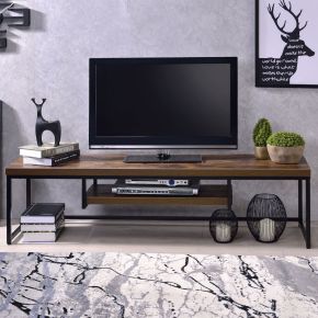 ACME 91782 Bob - 16" TV Stand - Weathered Oak & Black Metal