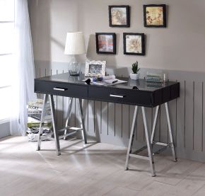 ACME 93045 ACME 93045 Coleen - Writing Desk With USB - Black High Gloss & Chrome