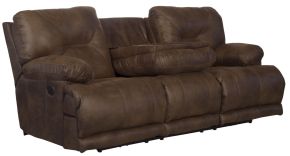 Catnapper 643845-1228/29-3028/29 Voyager - Fabric Power Lay Flat Reclining Sofa With 3 Recliners And Drop Down Table - Elk