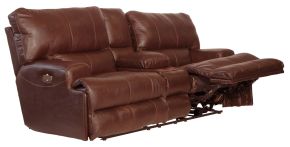 Catnapper 764589-1283/19-3083/19 Catnapper 764589-1283/19-3083/19 Wembley - Italian Leather Match Power Lay Flat Reclining Console Loveseat With Power Adjustable Headrest & Lumbar - Walnut