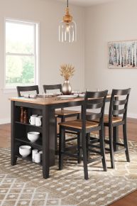 Signature Design by Ashley® D396/13/124(2) Gesthaven - 5 Pc. - Rectangular Dining Room Counter Table, 4 Barstools - Natural / Brown