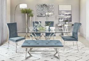 CoasterEssence 109451-S6 Beaufort - 6 Piece Rectangular Dining Set - Chrome And Gray