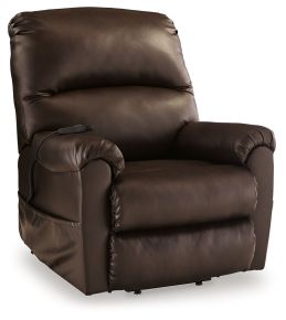 Signature Design by Ashley® 4710412 Shadowboxer - Chocolate - Power Lift Recliner - Faux Leather