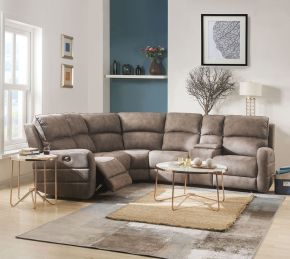 ACME 54590 Olwen - Power Motion Sectional Sofa - Mocha Nubuck