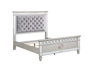 ACME BD01412T Varian - Twin Bed - Gray Velvet, Silver & Mirrored Finish