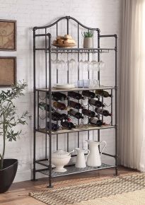 ACME DN01060 Edina - Wine Cabinet - Oak & Sandy Black Finish