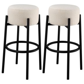 CoasterEveryday 182176 Leonard - Upholstered Backless Bar Stool (Set of 2) - White