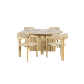 New Classic 60-G6201-D4C Sedona - 5 Piece Round Patio Dining Table With 4 Patio Chairs - Natural