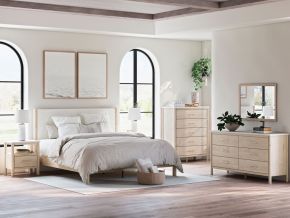 Ashley Furniture B2615/231/36/58/56/91(2)/B100-14 Ashley Furniture B2615/231/36/58/56/91(2)/B100-14 Cadmori - 7 Pc. - Dresser, Mirror, King Upholstered Panel Bed, 2 Nightstands - Two-tone