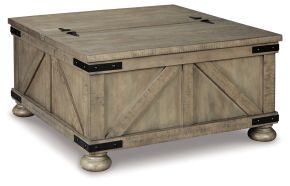 Signature Design by Ashley® T457-20 Aldwin - Cocktail Table With Storage - Square - Gray