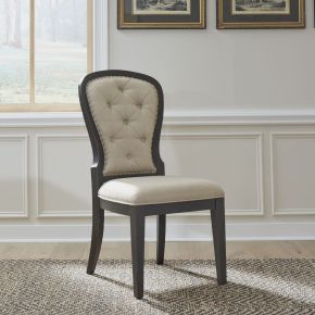 Liberty Furniture 615-C0501S-B Americana Farmhouse - Upholstered Tufted Back Side Chair - Black