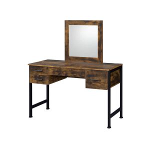 ACME 24267 Juvanth - Vanity Desk & Mirror - Rustic Oak & Black