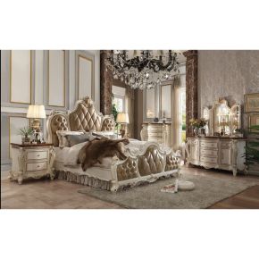 ACME 26894CK Picardy - California King Bed - Butterscotch PU & Antique Pearl