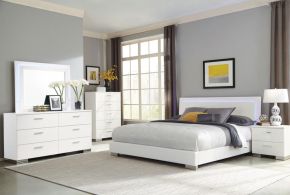 CoasterEssence 203500KW-S5L Felicity - California King 5 Piece Bedroom Set - White Gloss