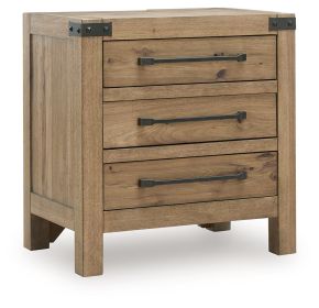 Benchcraft® B858-93 Ridgester - Three Drawer Night Stand - Light Brown
