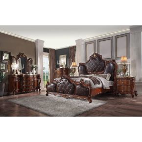 ACME 28240Q ACME 28240Q Picardy - Queen Bed - Synthetic Leather & Honey Oak