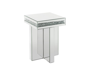 ACME 84697 Noralie - 24"H End Table - Mirrored & Faux Diamonds