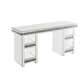 ACME 93112 Noralie - Writing Desk - Mirrored & Faux Diamonds