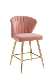 ACME 96090 Rizgek - Counter Height Chair - Pink Velvet & Gold Finish