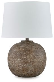 Signature Design by Ashley® L207484 Neavesboro - Antique Brown / White - Metal Table Lamp