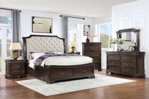 New Classic 00-493B-26N Lyndhurst - 6/0 Western King 6 Piece Bedroom Set (Bed, Dresser, Mirror, Chest, 2 Nightstands) - Walnut