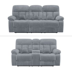 New Classic 22-U1165G-2PM Bravo - 2 Piece Sofa & Console Loveseat With Power Footrest - Stone