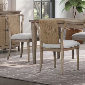 Liberty Furniture 611-C9501S Sheridan Pointe - Shaped Corded Back Side Chair (RTA) - Vintage Natural