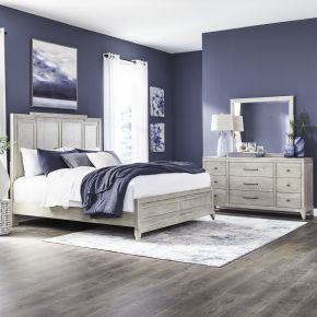 Liberty Furniture 694-BR-KPBDM New Haven - King Panel Bed, Dresser & Mirror - White