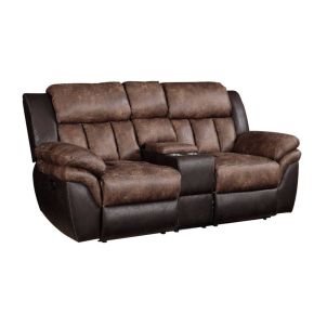 ACME 55426 Jaylen - Motion Loveseat With Console - Toffee & Espresso Polished Microfiber