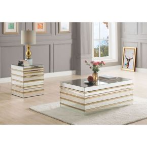 ACME 80330 Osma - Coffee Table - Mirrored & Gold
