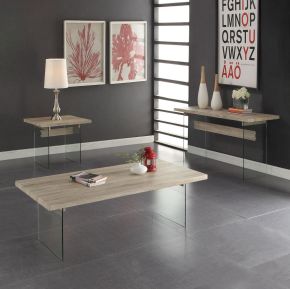 ACME 81905 Glassden - Coffee Table - Light Oak & Clear Glass