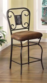 ACME 96060 Tavio - Counter Height Chair (Set of 2) - Fabric & Antique Bronze