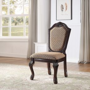 ACME 64077A Chateau De Ville - Fabric Side Chair (Set of 2) - Espresso