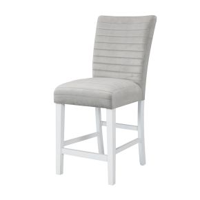 ACME DN00818 Elizaveta - Counter Height Chair (Set of 2) - Gray Velvet &White High Gloss