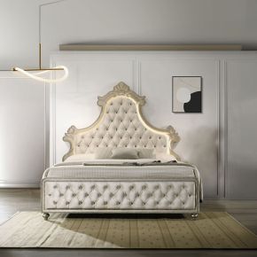 ACME BD02335Q Lucienne - Queen Bed With LED - Beige Velvet