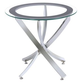 CoasterEssence 702587 Brooke - Round Glass Top Side End Table Metal Base - Chrome