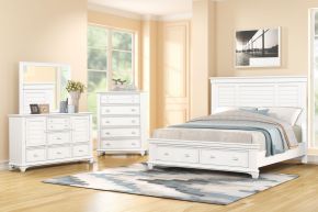 New Classic 00-B2118S-14C Jamestown - 6/6 Eastern King 4 Piece Bedroom Set (Bed & Dresser & Mirror & Chest) With Storage - White