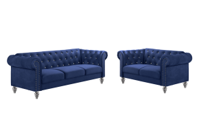 New Classic 20-UKD13CB-2NP Emma Crystal - Sofa & Loveseat - Royal Blue