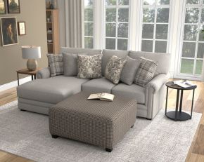 Jackson 3345/75/42/12-26 Livingston - 2 Piece Sofa Chaise With Comfort Coil Seating, 40" Cocktail Ottoman And 6 Accent Pillows Included (LSF Chaise) - Linen