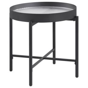 Coaster Fine Furniture 707897 Ozella - Round End Side Table With Recessed Top Sandy - Black