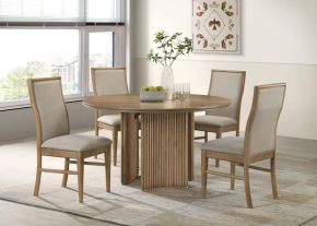 Coaster Fine Furniture 193610-S5 Adina - 5 Piece Round Dining Table Set - Barley / Distressed Light Brown