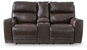 Ashley Furniture PCU6450618 Crossplex - Power Reclining Loveseat / Console / Adjustable Headrest - Smoke