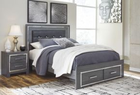 Ashley Furniture B214B12 Lodanna - Queen Platform Bed With 2 Storage Drawers - Gray